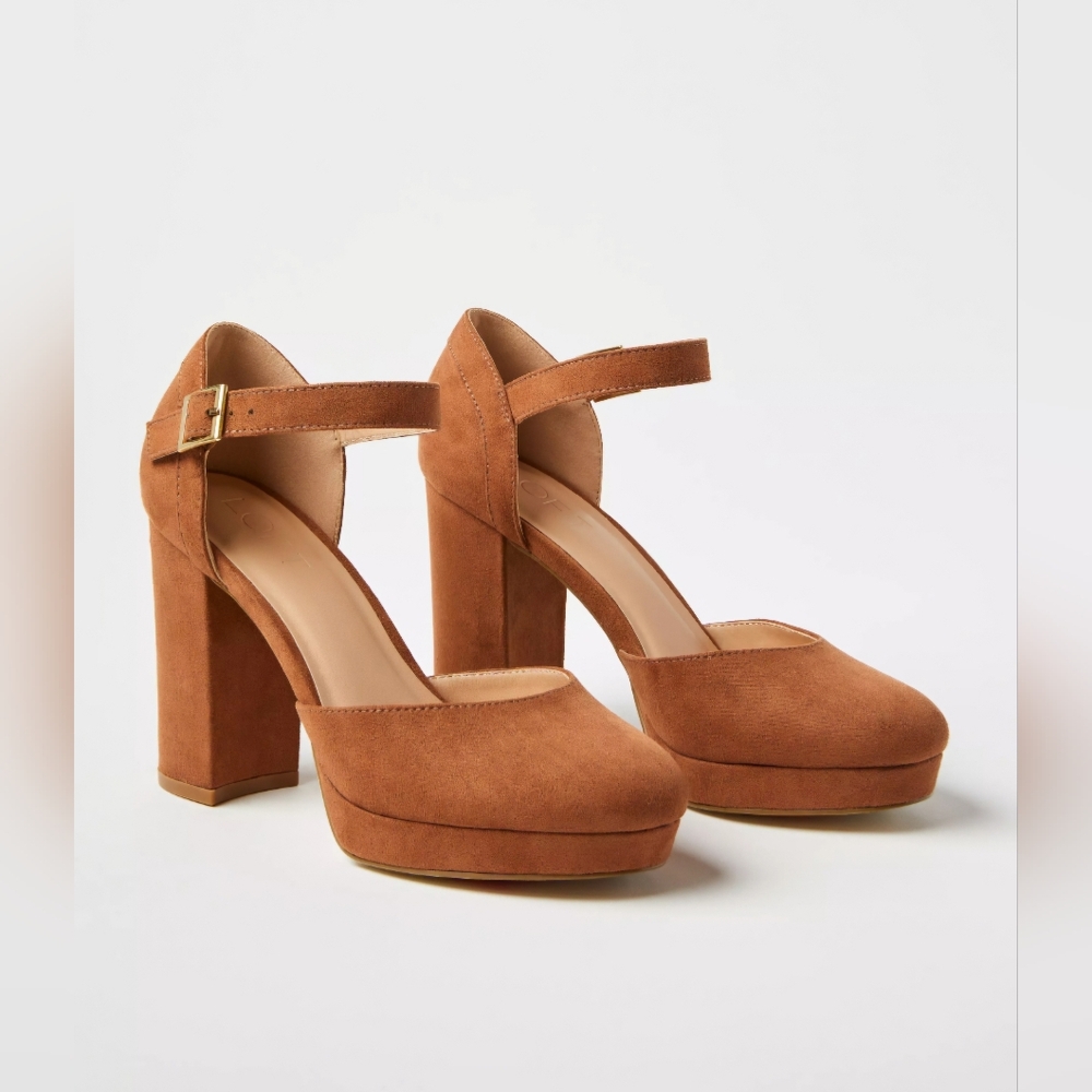 LOFT Brown Suede Block Heel Shoes